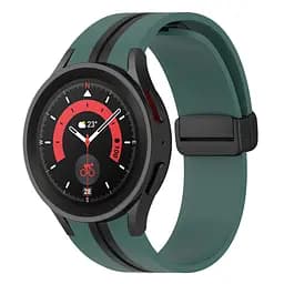 Браслет Cls-line-black для Samsung Galaxy Watch 4 - темно-зелено-чорний ширина кріплення 20мм силікон Watchbands (W36-3WB21134651) - мініатюра 2