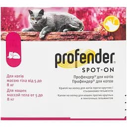 Краплі від гельмінтів для котів Elanco (Bayer) Profender Spot-On від 5 до 8 кг 1 шт.