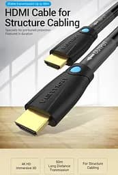 Кабель Vention HDMI M - M 8.0 м V2.0 Engineering 4K 60Гц 18Gbps HD 7.1 PVC Black - мініатюра 8