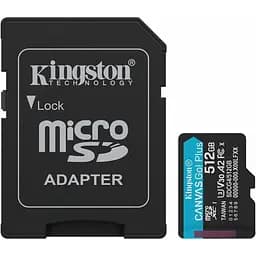 Карта пам'яті Kingston microSDXC Canvas Go! Plus 512GB Class 10 UHS-I U3 V30 A2 + SD адаптер (SDCG4/512GB) [139172] - мініатюра 2