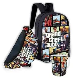 Набір дитячий GTA Grand Theft Auto рюкзак 36х27см сумка-бананка, кружка з принтом для хлопчика (01642)