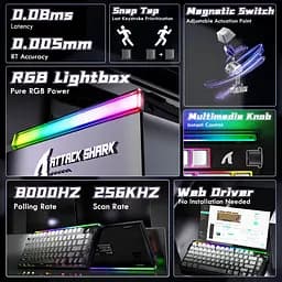 Ігрова магнітна дротова клавіатура Attack Shark R85 / Дротове підключення / Magnetic Switch / Black - мініатюра 4