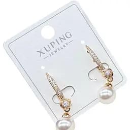 Сережки з перлами Xuping підвісні з намистин із камінням гіпоалергенні