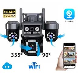 Вулична WiFi IPкамера C011W   15Мп  чорна 3 незалежних об'єктиви поворотні