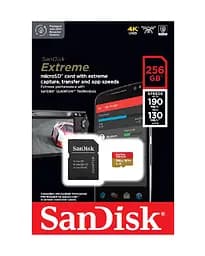 Карта пам'яті microSDXC (UHS-1 U3) SanDisk Extreme A2 256Gb class 10 V30 (R190MB/s,W130MB/s) (adapter SD) (SDSQXAV-256G-GN6MA) - мініатюра 2