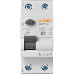 Диференційне реле Videx Resist АС 2п 30мА 10кА 40А (VF-RS10-DR2АС40) - мініатюра 2