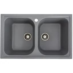 Кухонна мийка Platinum 7950 Equatoria гранітна глянцева з кріпленням 79x50 см сірий металік (000035796)