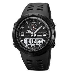 Мужские спортивные часы Skmei 1655 (Черные с белым табло)