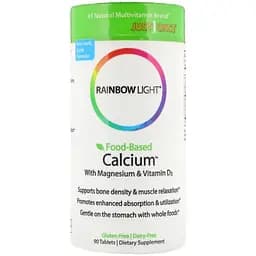 Кальций с магнием и витамином D3 Rainbow Light Food-Based Calcium with Magnesium & Vitamin D3 90 таблеток