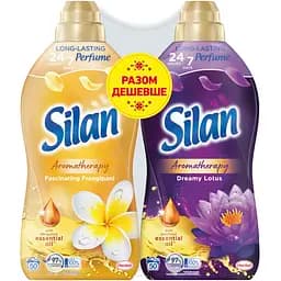 Набір кондиціонерів для білизни Silan Aromatherapy Dreamy Lotus 1100 мл + Fascinating Frangipani 1100 мл