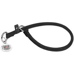 Нашийник-зашморг для собак Waudog Soft ривковий шкіряний з QR паспортом, круглий, Д 13 мм, Дов. 70 см чорний