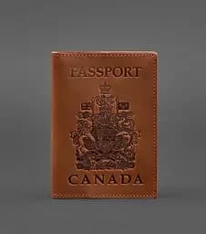 Кожаная обложка для паспорта с канадским гербом светло-коричневая Crazy Horse