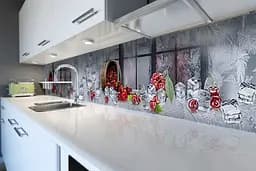 Кухонний фартух самоклеючий Крижана Вишня для кухні наклейка ягоди лід сірий 60х200 см Happy Pocket Z180383 - мініатюра 6