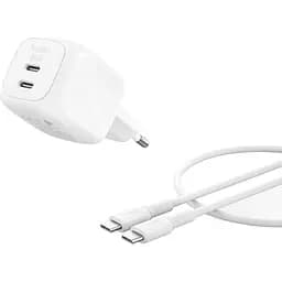 Сетевое зарядное устройство Belkin Boost Up Charge Pro Dual USB-C GaN 50W White + Cable USB-C - USB-C (WCH019KQ1MWH-B6) [158913]