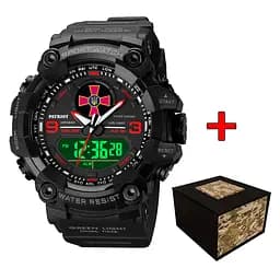 Наручний годинник чоловічий 001RDZSU ЗСУ Чорний з червоним + Коробка. Patriot acs0031076