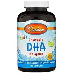 Риб'ячий жир для дітей Carlson Labs Kids Chewable DHA 100 мг 180 капсул смак апельсина (CAR-15720)