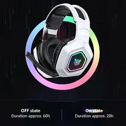 Геймерські ігрові Bluetooth навушники Onikuma B100 з висувним мікрофоном і LED підсвічуванням White - мініатюра 8