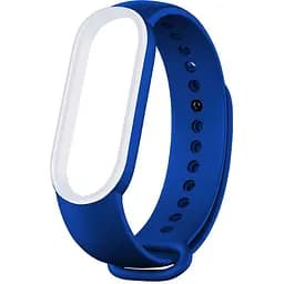 Ремінець Uwatch Double Color Replacement Silicone Band For Xiaomi Mi Band 5/6/7 Blue/White Line