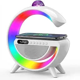 Лампа-нічник з бездротовою зарядкою YN-2366 дискокуля розумний RGB світильник музична колонка 15Вт Білий