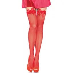 Чулки Leg Avenue Fishnet Thigh Highs With Bow Red One size