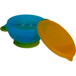 Тарелка на присоске Lindo с крышкой синяя (РК 036 син)