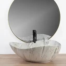 Умивальник Rea Dora Stone 40х51,5 grey (REA-U5066), Матова - мініатюра 4