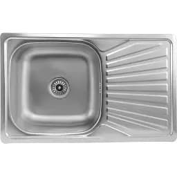 Кухонна мийка Platinum 7848 з крилом 0.8 мм прямокутна 78x48 см сатин (000019706)