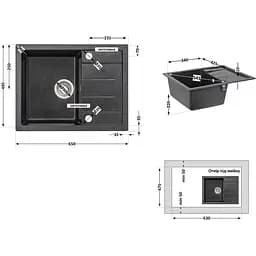 Кухонна мийка Lidz 650x500/200 GRF-13 графіт (LIDZGRF13650500200) - мініатюра 7
