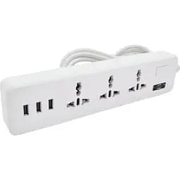Мережевий фільтр ТВ-Т13 3 розетки + 3 USB 2 м перетин 3х0.75 мм 2500W White