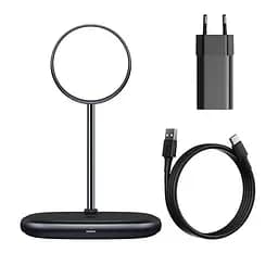 Зарядний пристрій Qi BASEUS Swan 2-in-1 Wireless Magnetic Charging Bracket 20W Max total (WXSW-C01) чорна - мініатюра 4