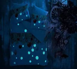 Комплект постільної білизни TAC Snowflake Green+світиться у темряві Євро Різнобарвний 000229997 - мініатюра 2