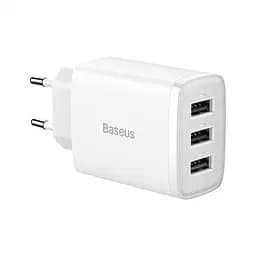 Мережевий зарядний пристрій Baseus Compact Charger 3USB 17 W CCXJ020102 White