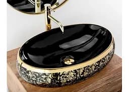 Умивальник Rea Meryl 60x40,5 black-gold (REA-U8811), Глянцева - мініатюра 2