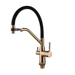 Змішувач для кухні Mixxus Premium Gravity 021 із гнучким виливом Brushed Gold MI6981 Золотий - мініатюра 6