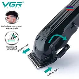 Машинка для стрижки акумуляторна VGR V-282 LCD гребінець (6 насадок) - мініатюра 6