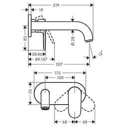 Змішувач для умивальника Hansgrohe Vernis Blend 71576670 чорний матовий - мініатюра 2