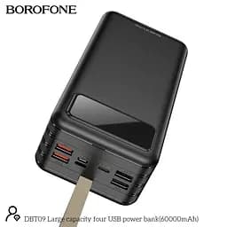 Портативний акумулятор BOROFONE DBT09 Large papacity four USB 60000mAh чорний - мініатюра 5