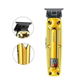 Акумуляторна машинка для стрижки VGR V-904 GOLD, 4 насадки, 2000 mAh, LED display дисплей - мініатюра 3