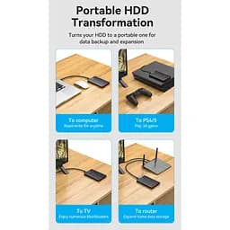 Кишеня зовнішня Vention 2.5" HDD/SSD USB 3.0 Micro-B Black (KPAB0) - мініатюра 11
