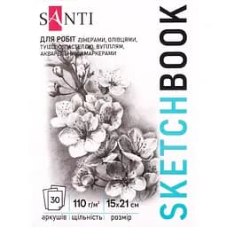 Скетчбук Santi для графики Flowers А5 30 листов (743196)