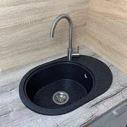 Кухонна мийка Adamant OVALE графіт 610x420x180 мм, з крилом 61 см - мініатюра 2