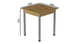 Стіл кухонний Ferrum-decor Агата 75x80x80 Сірий ДСП Дуб Артізан 16мм (FRD-105677) - мініатюра 3