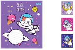 Зошити учнівські 12 аркушів коса лінія. 1В Space friends, 25 шт. в упаковці