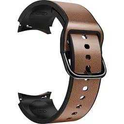 Ремінець для Samsung Galaxy Watch 4 40mm - коричнево-чорний ширина кріплення 20мм силікон-шкіра Watchbands West (W17-6WB99112969)