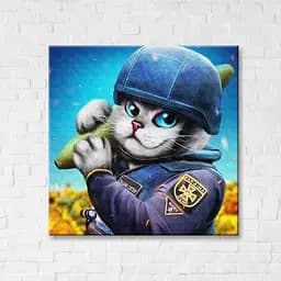 Картина постер на полотні BrushMe Котик сапер