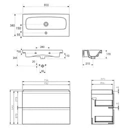 Тумба з мивальником Cersanit Moduo 80x38 біла - мініатюра 2