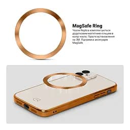 Чехол-накладка для Apple iPhone 11, Replica MagSafe, золотой, противоударный защитный чехол с магнитным кольцом MagSafe, защита всего корпуса, TPU+PC, зеркальный, выступающий бортик вокруг экрана, ArmorStandart (ARM76167) - мініатюра 4
