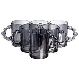 Набор чашек 6 шт для чая и кофе по 350 (мл) стеклянные кружки Серый Yiwu HP-19-ZD-3