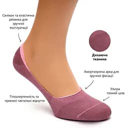 Безшовні дихаючі сліди з силіконом ORGANIC cotton JILL ANTONY 38-40 women's арт. 31001 35-37, Бавовна, Рожевий - мініатюра 2