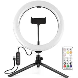 Кільцева USB LED лампа Puluz PKT3082B 10" + настільний штатив